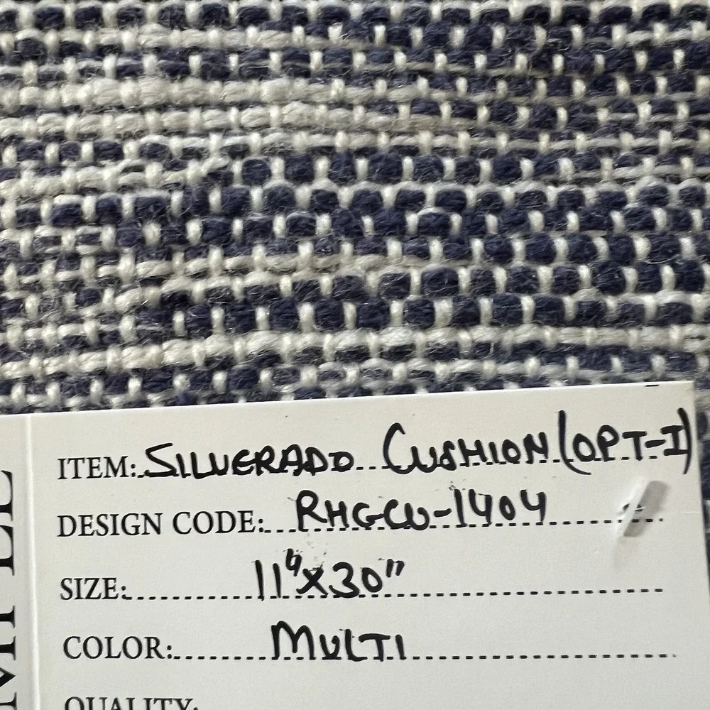 Basketweave Decorative Pillow cover 11'' x 30'' blue,‎ gray, and white tones